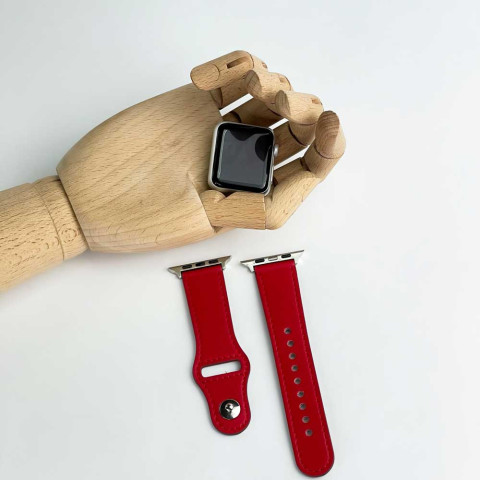Кожаный ремешок Leather Rivet Clasp на Apple Watch 38/40/41mm Red